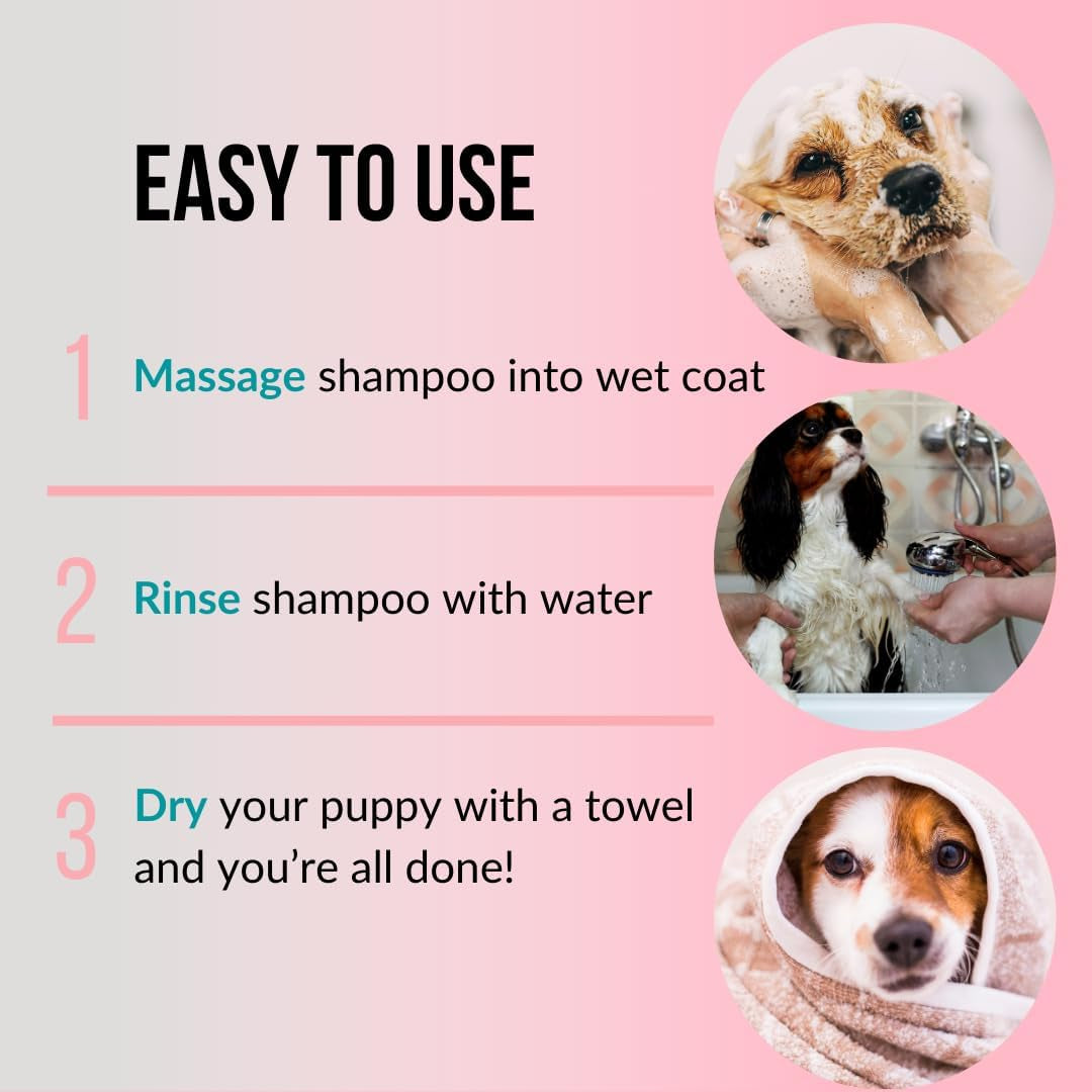 8 Fl Oz Tearless Puppy Shampoo and Conditioner - anti Itch Dog Shampoo Sensitive Skin - Coconut Oil Oatmeal Pet Shampoo for Puppies
