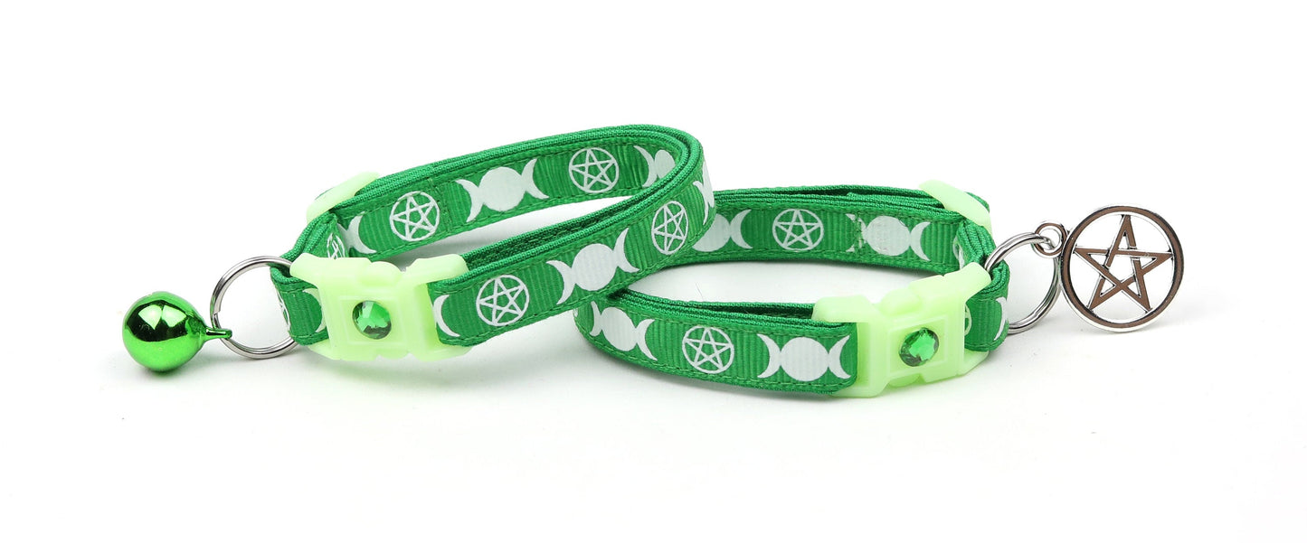 Witch's Familiar on Green Cat Collar-2